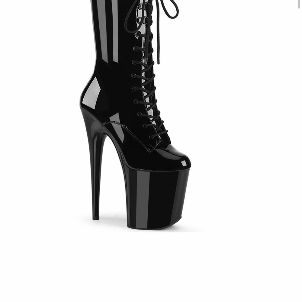Pleaser Glossy Black Platform Heels